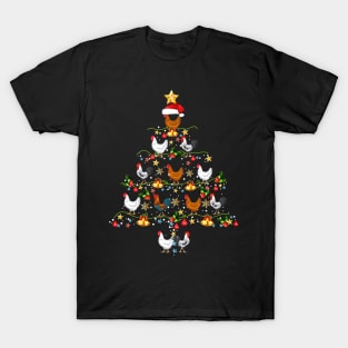 Merry Christmas Chicken Xmas Tree Funny Farmer Xmas T-Shirt